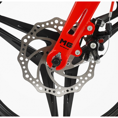 Велосипед дитячий двоколісний 18 дюймів магнієвий литі диски чорно-червоний Corso «REVOLT» (MG-18747)