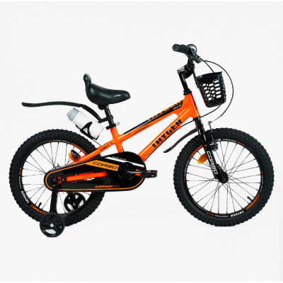 Велосипед детский двухколесный 18 дюймов алюминиевый с корзинкой и бутылочкой Corso «TAYGER» (TG-11360)