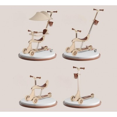 Детский самокат-трансформер складной 4в1 с родительской ручкой белый Maraton (M7-10)