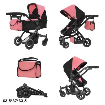 Кукольная коляска-трансформер для кукол 2в1 розовая Carrello Maestro (9651B)