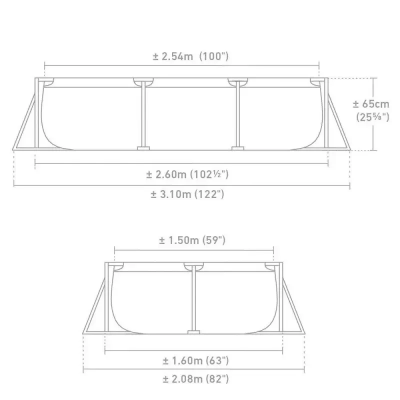 Прямоугольный каркасный бассейн 260х160х65 см Intex (28271)