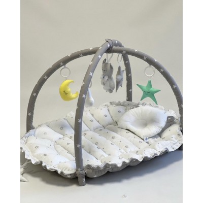Дитячий кокон гніздечко для новонародженого (ігровий розвиваючий килимок 2в1) Premium (0720)