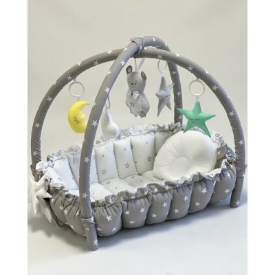 Дитячий кокон гніздечко для новонародженого (ігровий розвиваючий килимок 2в1) Premium (0720)