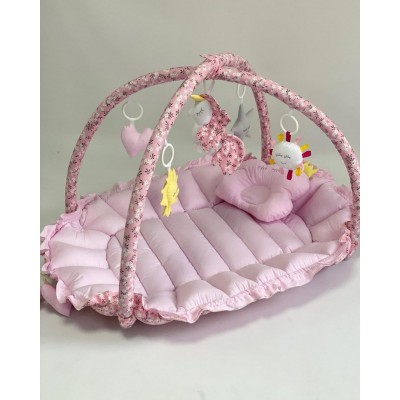 Дитячий кокон гніздечко для новонародженого (ігровий розвиваючий килимок 2в1) Premium (0756)