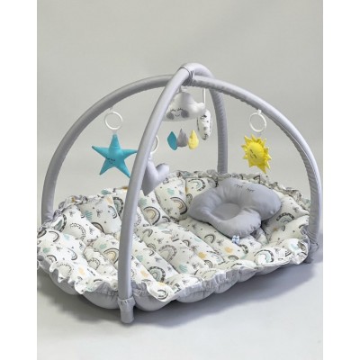 Дитячий кокон гніздечко для новонародженого (ігровий розвиваючий килимок 2в1) Premium (0759)
