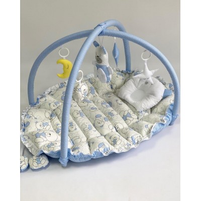 Дитячий кокон гніздечко для новонародженого (ігровий розвиваючий килимок 2в1) Premium (0734)