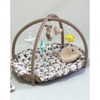 Дитячий кокон гніздечко для новонародженого (ігровий розвиваючий килимок 2в1) Premium (0757)