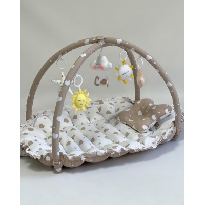 Дитячий кокон гніздечко для новонародженого (ігровий розвиваючий килимок 2в1) Premium (0769)