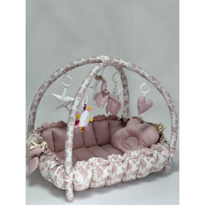 Дитячий кокон гніздечко для новонародженого (ігровий розвиваючий килимок 2в1) Premium (0766)
