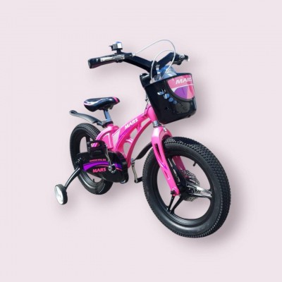 Велосипед детский магниевый для девочки на дисках 16 дюймов розовый (MARS NEW)