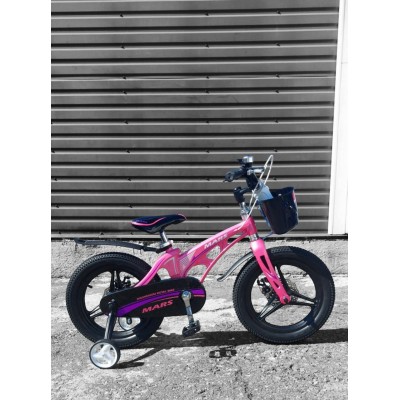 Велосипед детский магниевый для девочки на дисках 16 дюймов розовый (MARS NEW)