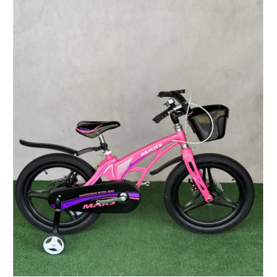 Велосипед детский магниевый для девочки на дисках 16 дюймов розовый (MARS NEW)