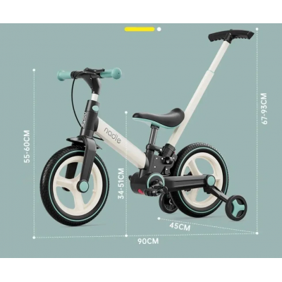 Велосипед-трансформер детский 12 дюймов 3в1 (беговел с родительской ручкой и колесами) Nadle (S-900)