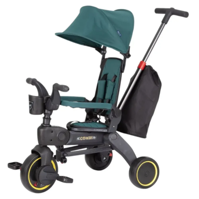 Велосипед-коляска трехколесный складной (колясочный велосипед) Tilly Combi (T-392 Green)