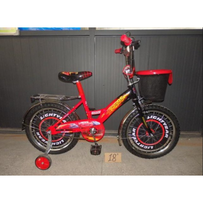 Детский двухколесный велосипед Mustang Тачки 18 дюймов с корзинкой красный