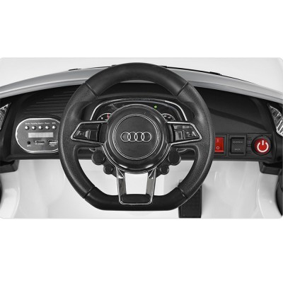 Дитячий електромобіль Audi M 3449EBLR-1 шкіряне сидіння, амортизатори, МР3, USB / білий