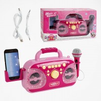 Дитяче караоке з мікрофоном, підсвічування, працює від мережі, Bluetooth, MP3-кабель (5021) Дитяче караоке з мікрофоном, підсвічування, працює від мережі, Bluetooth, MP3-кабель (5021)
