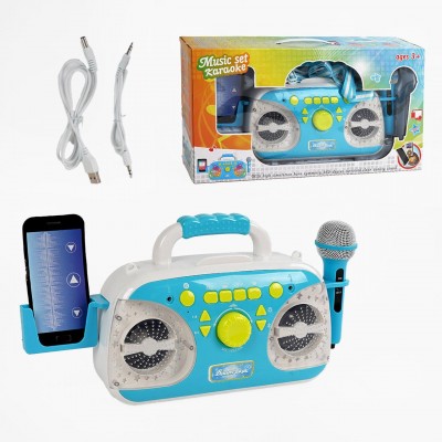 Дитяче караоке з мікрофоном, підсвічування, працює від мережі, Bluetooth, MP3-кабель (5021 A)