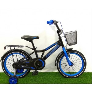Crosser Rocky 16" — детский велосипед с корзиной и боковыми колёсами, черно-синий