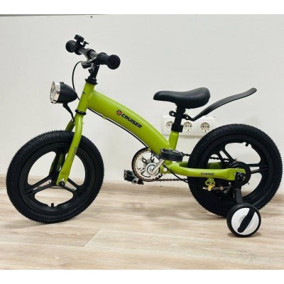 Велосипед детский колеса 14 дюймов с фонариком Maraton Crussier (Switch Bike LimeGreen)