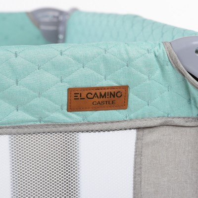 Квадратный детский Манеж EL CAMINO ME 1097 CASTLE Mint Gray Лен