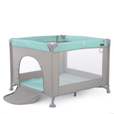 Квадратный детский Манеж EL CAMINO ME 1097 CASTLE Mint Gray Лен