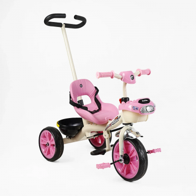 Дитячий триколісний велосипед із батьківською ручкою (українське озвучування) для дівчинки Best Trike BS-70225
