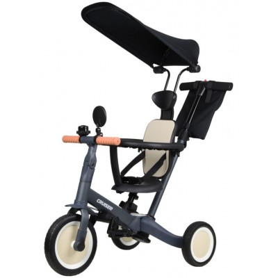 Детский беговел-велобег трансформер 6в1 Maraton Tri-cycle Cruiser Versa с родительской ручкой черно-бежевый