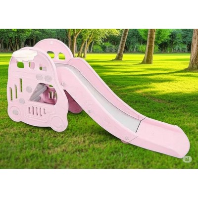 Дитяча гірка BAMBI L-HT30-8 баскетбольне кільце рожева Машинка