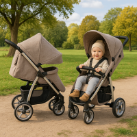 Детская прогулочная коляска CARRELLO Vista CRL-8505 Stone Beige в льне + дождевик