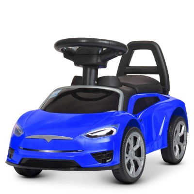 Машина каталка толокар BAMBI M 4317L-4 музыка свет кожаное сидение синяя