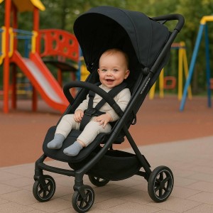 Детская прогулочная коляска El Camino 1099 Lyra с чехлом на ножки Black/Onyx