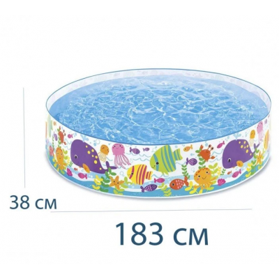 Детский каркасный круглый бассейн Intex 56452 "Подводный Мир" диаметр 183см / высота 38см / объем 958л