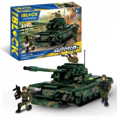 Конструктор для мальчиков IBLOCK PL-921-392 "Армия. Танк "Т-72. Военная техника" 899 деталей