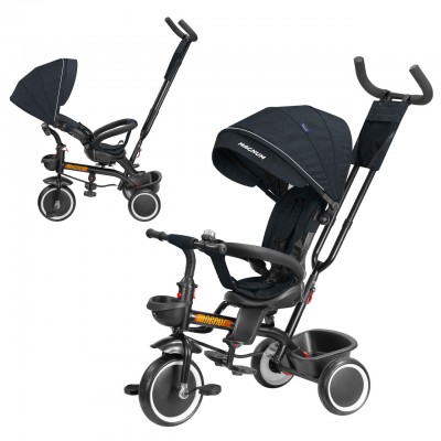 Дитячий триколісний велосипед (велоколяска з батьківською ручкою) Tilly Magnum T-3814 BLACK