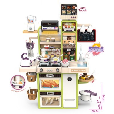 Велика дитяча ігрова інтерактивна кухня 94 см (світло звук ллється вода пара) 93T-3/93T-4 колір салатовий