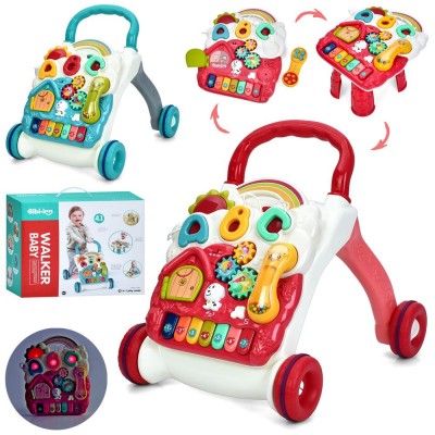 Детская каталка-ходунки 4в1 (игровой столик + игровой центр + подвеска на кроватку) 2 цвета (6017-8)