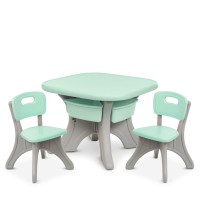Дитячий пластиковий столик із двома стільцями Bambi NEW TABLE-5 сіро-м'ятний
