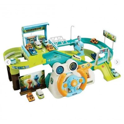 Автотренажер дитячий інтерактивний "Руль Трек гараж з машинками" на батарейках (T917A)