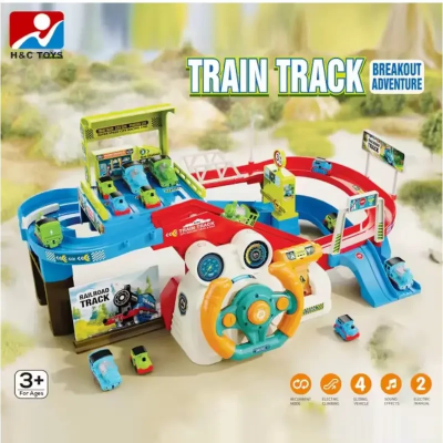 Автотренажер дитячий інтерактивний "Руль Трек гараж з машинками" на батарейках (T922A)