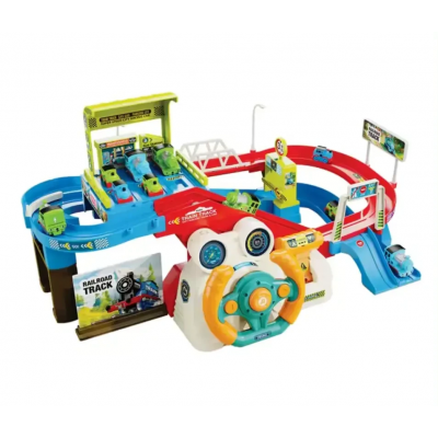 Автотренажер дитячий інтерактивний "Руль Трек гараж з машинками" на батарейках (T922A)