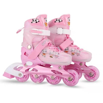 Детские раздвижные ролики (роликовые коньки размер 35-38) для девочки (A-607AM) розовые