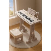 Синтезатор-піаніно дитячий зі стільчиком (37 клавіш, мікрофон, 12 мелодій) (6655 A) Синтезатор-піаніно дитячий зі стільчиком (37 клавіш, мікрофон, 12 мелодій) (6655 A)