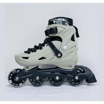 Детские раздвижные ролики с набором защиты и шлемом размер 35-38 для девочки и мальчика серые Maraton (Vega M(35-38))