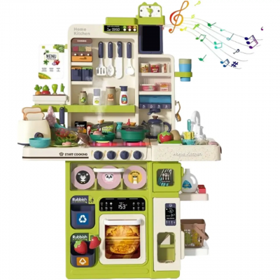 Кухня велика дитяча інтерактивна (101 предмет, пара, вода, підсвічування, звуки) LIMO TOY (WD-824B)