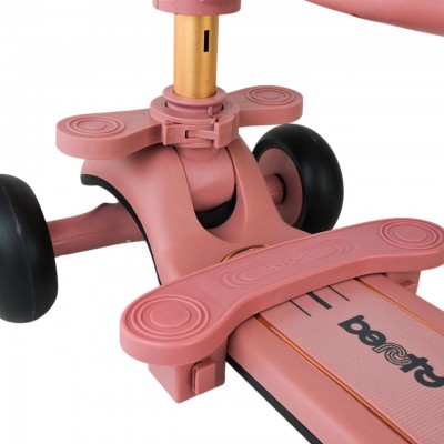 Детский трехколесный самокат с родительской ручкой и козырьком (складной, с подстаканником) розовый для девочки (SC822)