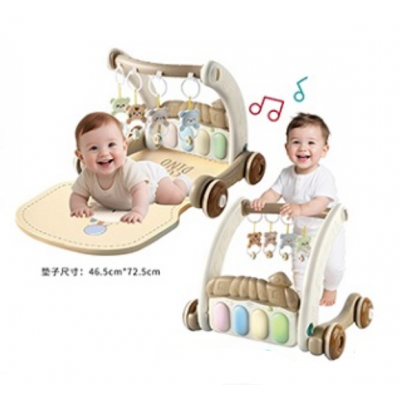 Детские музыкальные каталки-ходунки-толкатель 2в1 с ковриком для малыша "Первые шаги" (1011)