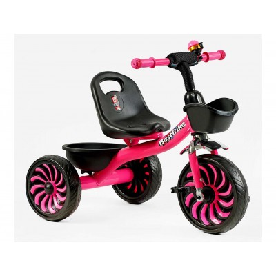 Триколісний дитячий велосипед із педалями рожевий для дівчинки Best Trike (SL-12011)