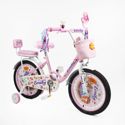 Велосипед дитячий двоколісний 18 дюймів для дівчинки з кошиком Corso Emily (ML-19256)