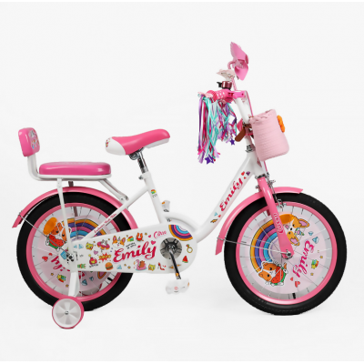 Велосипед дитячий двоколісний 18 дюймів для дівчинки з кошиком Corso Emily (ML-30174) Велосипед дитячий двоколісний 18 дюймів для дівчинки з кошиком Corso Emily (ML-30174)